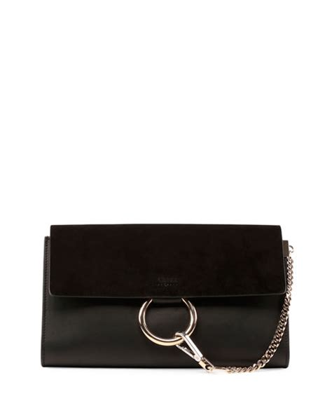 chloe faye clutch black|Chloé Faye Leather Clutch .